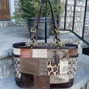 Vintage Y2K COACH PATCHWORK TOTE Women's Shoulder Bag Multicolor EUC